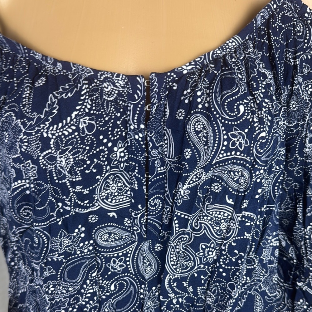 Navy Paisley Off-Shoulder Women's Top Size 1- 1X - Picture 6 of 12